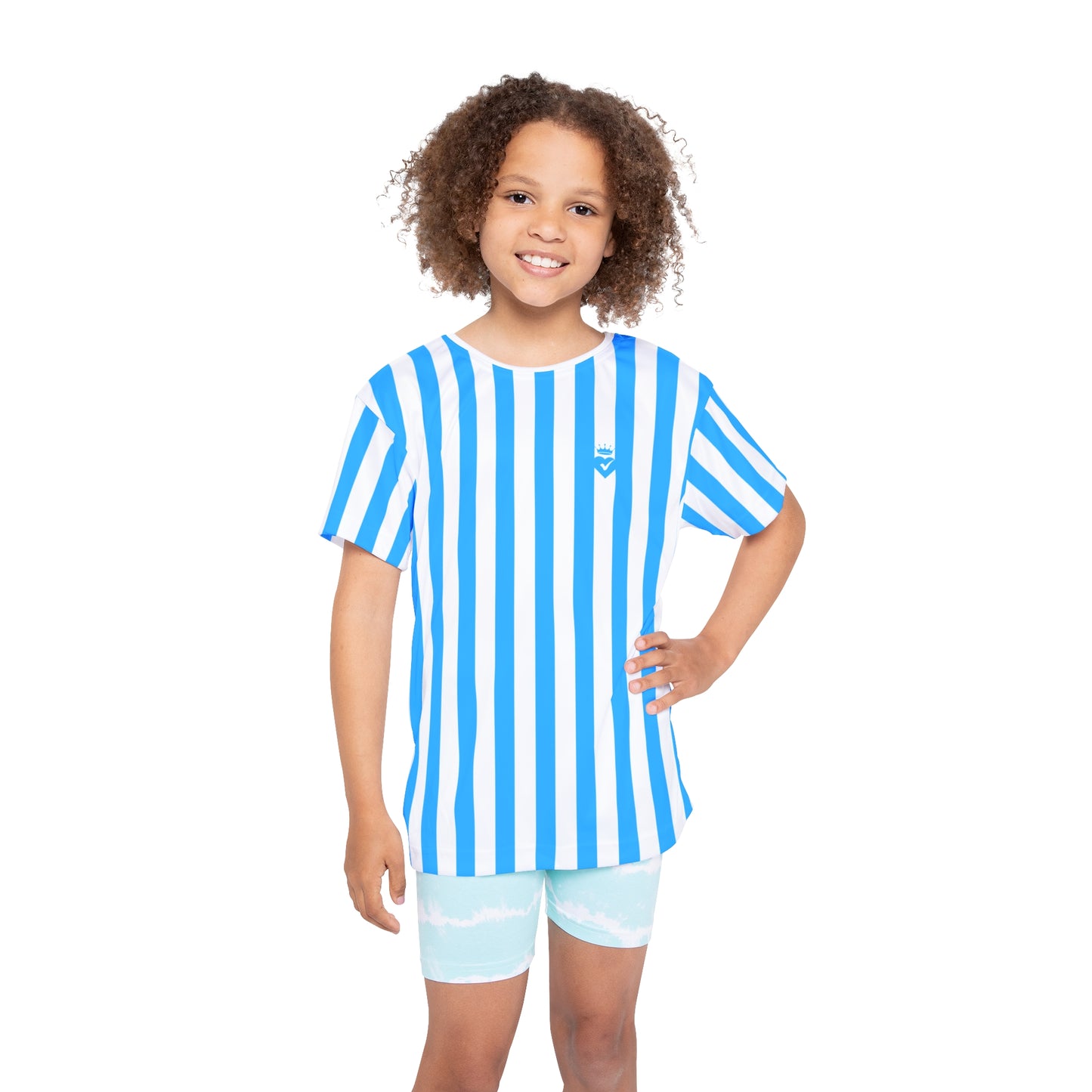 Blue & White Striped Kids T-Shirt