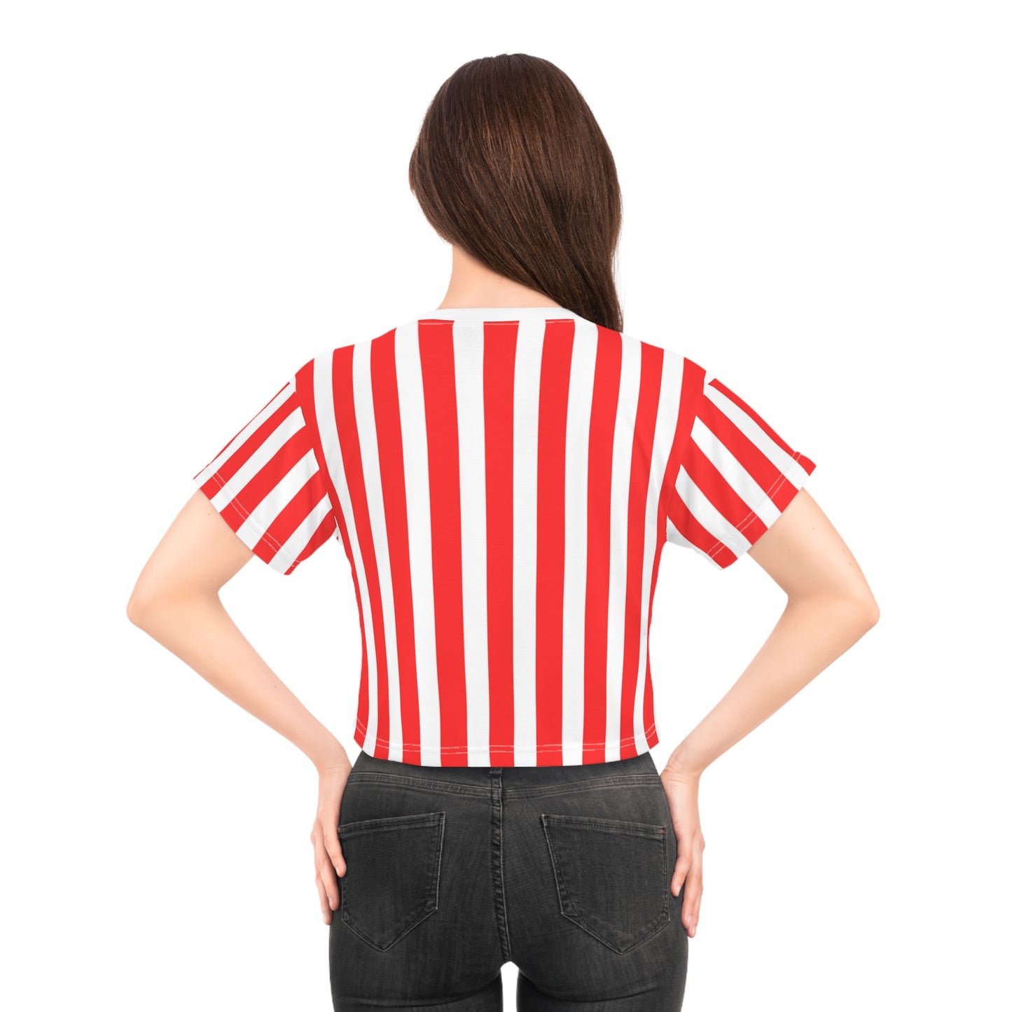 Red & White Striped Women’s Crop Tee – Casual Summer Top for Family Outfits, Partner Looks & Everyday Style