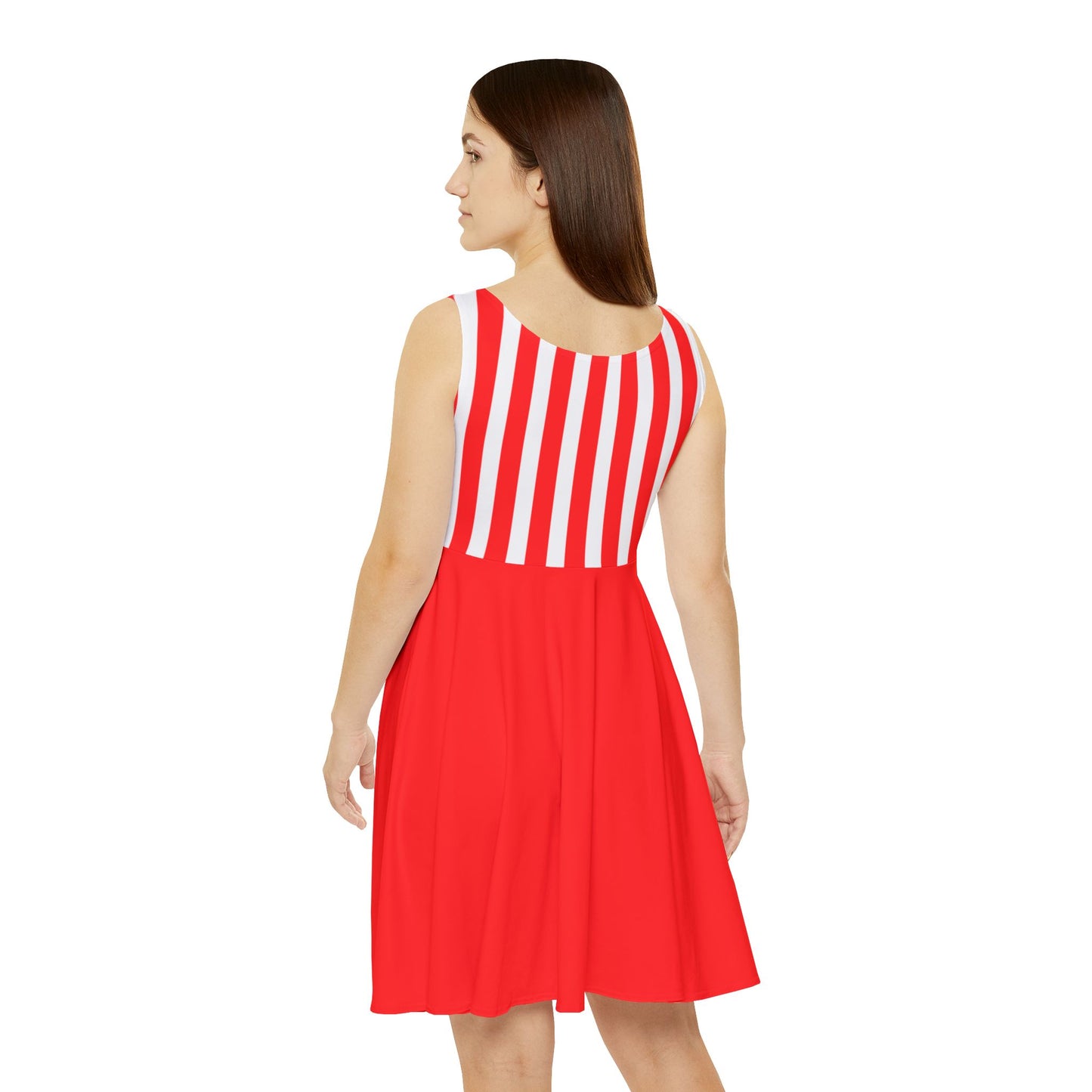 Red & White Striped Women’s Skater Dress – Family Outfit Essential, Partner Look & Summer Casual Style