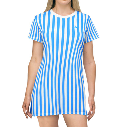 Blue & White Striped Women’s T-Shirt Dress – Casual Family Outfit, Partner Look & Fresh Summer Everyday Style