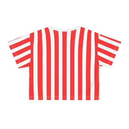 Red & White Striped Women’s Crop Tee – Casual Summer Top for Family Outfits, Partner Looks & Everyday Style