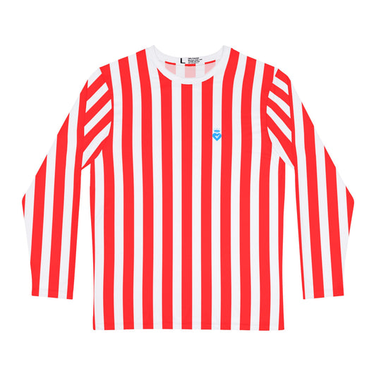 Men’s Red & White Striped Long Sleeve Shirt – Casual Style for Family Outfits, Partner Looks, Beach & Everyday Wear