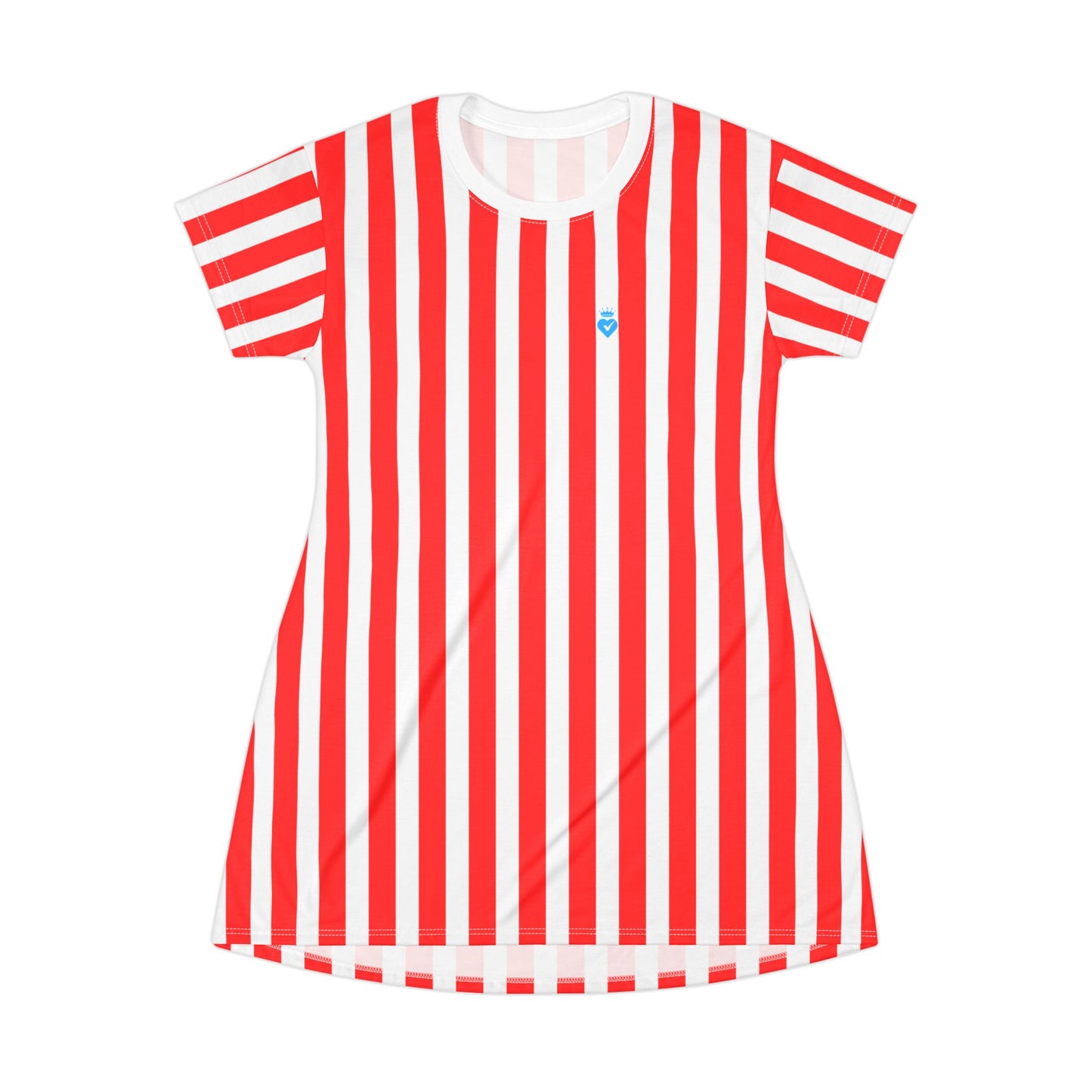 Red & White Striped Women’s T-Shirt Dress – Casual Family Outfit, Partner Look, Gift for Her, Weekend Wear & Summer Everyday Style.