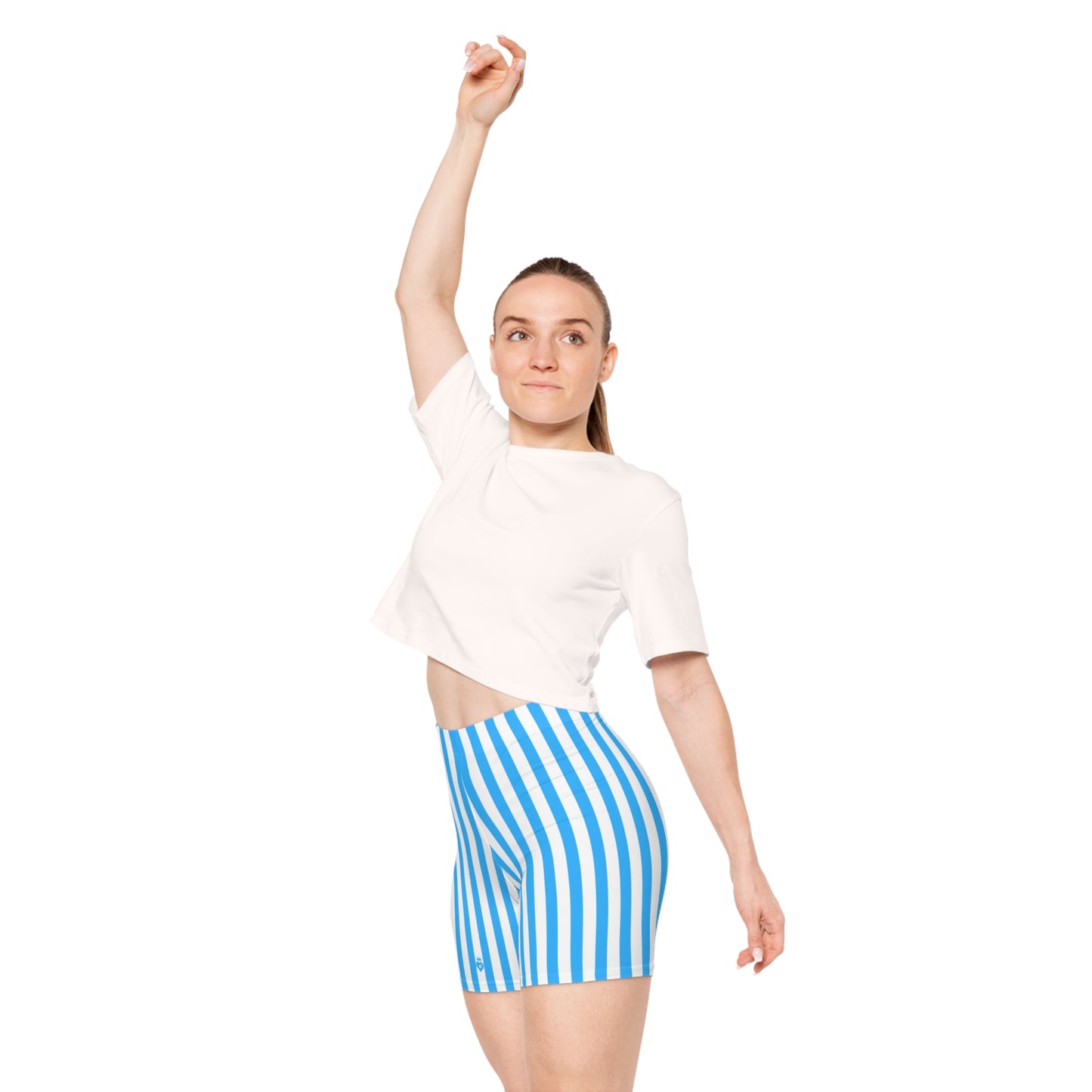 Blue White Striped Shorts for Women – Biker Shorts, Activewear & Matching Summer Outfits