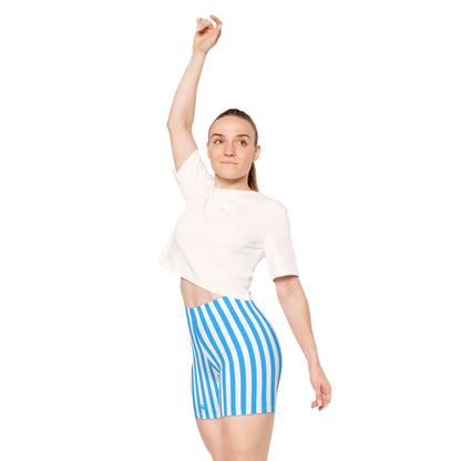 Blue White Striped Shorts for Women – Biker Shorts, Activewear & Matching Summer Outfits