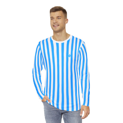 Men’s Blue & White Striped Long Sleeve Shirt – Casual Style for Family Outfits, Partner Looks, Beach & Everyday Wear