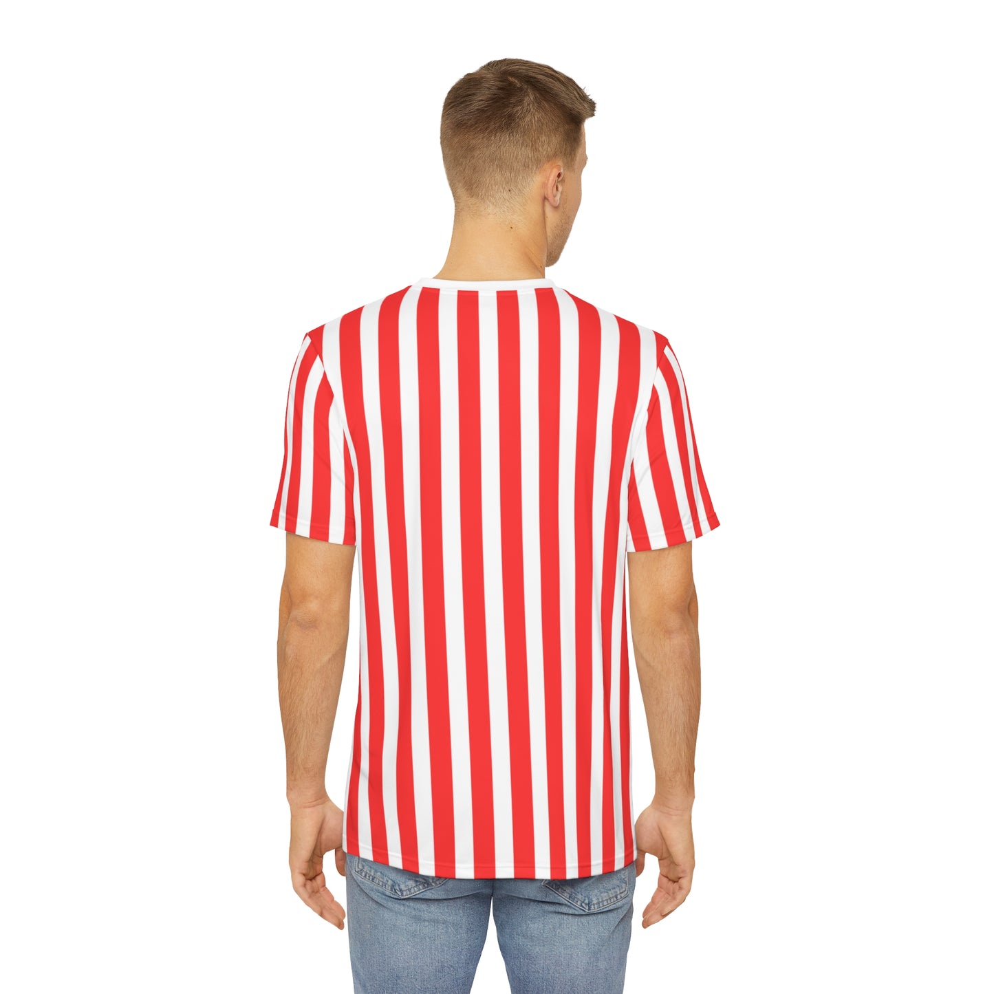 Red & White Striped Men’s Tee – Casual Everyday Shirt for Family Outfits, Partner Looks & Bold Summer Style