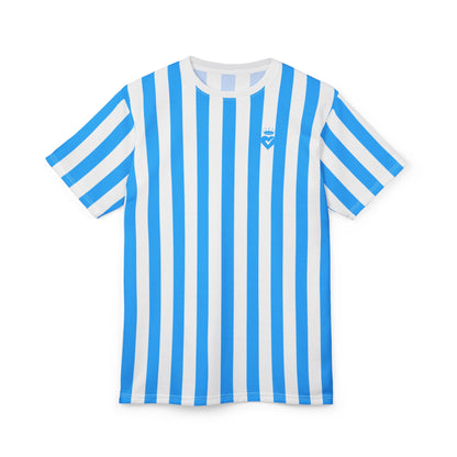 Blue & White Striped Unisex T-Shirt – Matching Family & Couple Outfit for Photos, Beach Days & Everyday Style