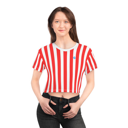 Red & White Striped Women’s Crop Tee – Casual Summer Top for Family Outfits, Partner Looks & Everyday Style