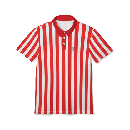Red & White Striped Unisex Polo Shirt – Classic Casual for Family Outfits, Partner Looks, Summer Events & Everyday Style