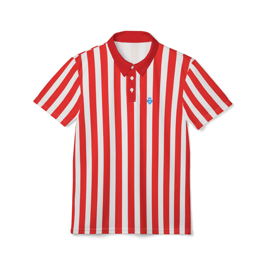 Red & White Striped Unisex Polo Shirt – Classic Casual for Family Outfits, Partner Looks, Summer Events & Everyday Style