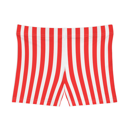 Women's Striped Gym Shorts - Fun SuRed White Striped Sexy Women’s Gym Shorts – Mini Activewear for Workouts & Matching Outfitsmmer Vibes, Perfect for Festivals, Beach Days, Casual Wear, Athletic Activities, Gift Idea