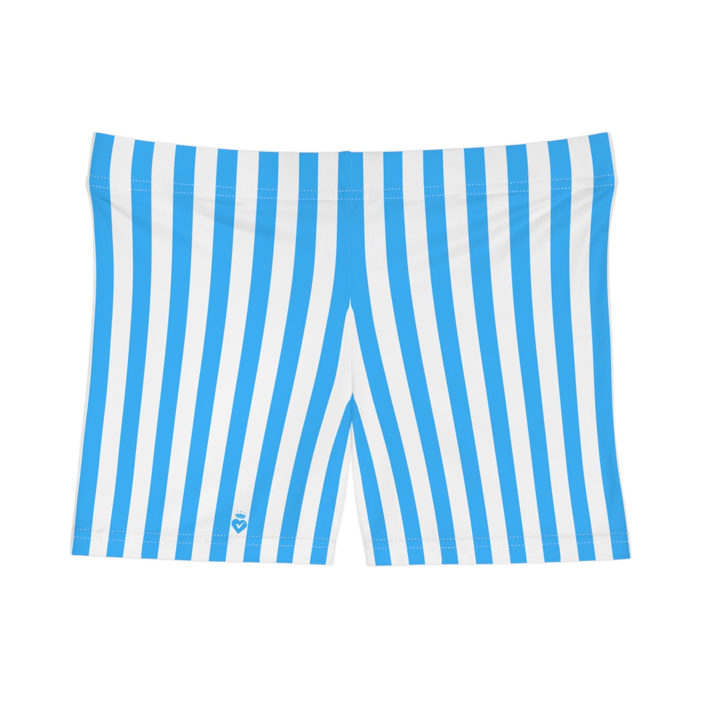 Blue White Striped Sexy Women’s Gym Shorts – Mini Activewear for Workouts & Matching Outfits