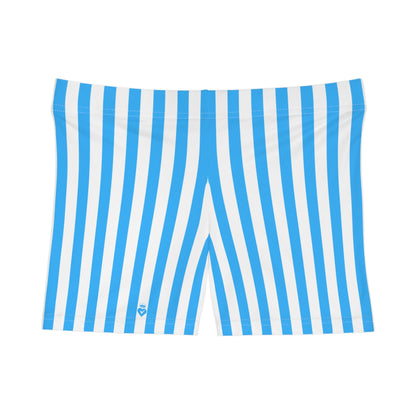 Blue White Striped Sexy Women’s Gym Shorts – Mini Activewear for Workouts & Matching Outfits