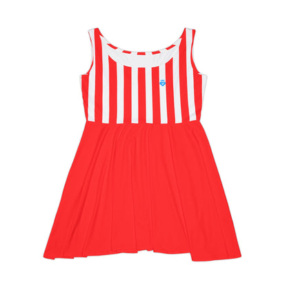 Red & White Striped Women’s Skater Dress – Family Outfit Essential, Partner Look & Summer Casual Style
