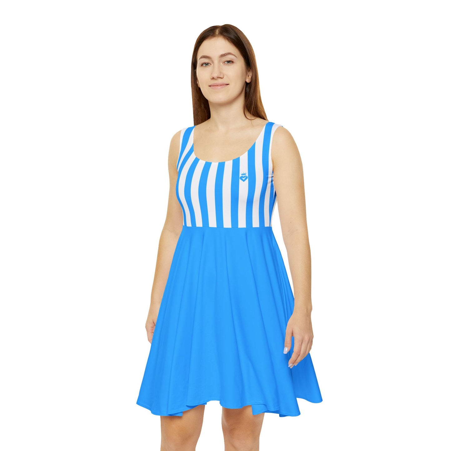 Blue & White Striped Women’s Skater Dress – Family Outfit Essential, Partner Look & Summer Casual Style