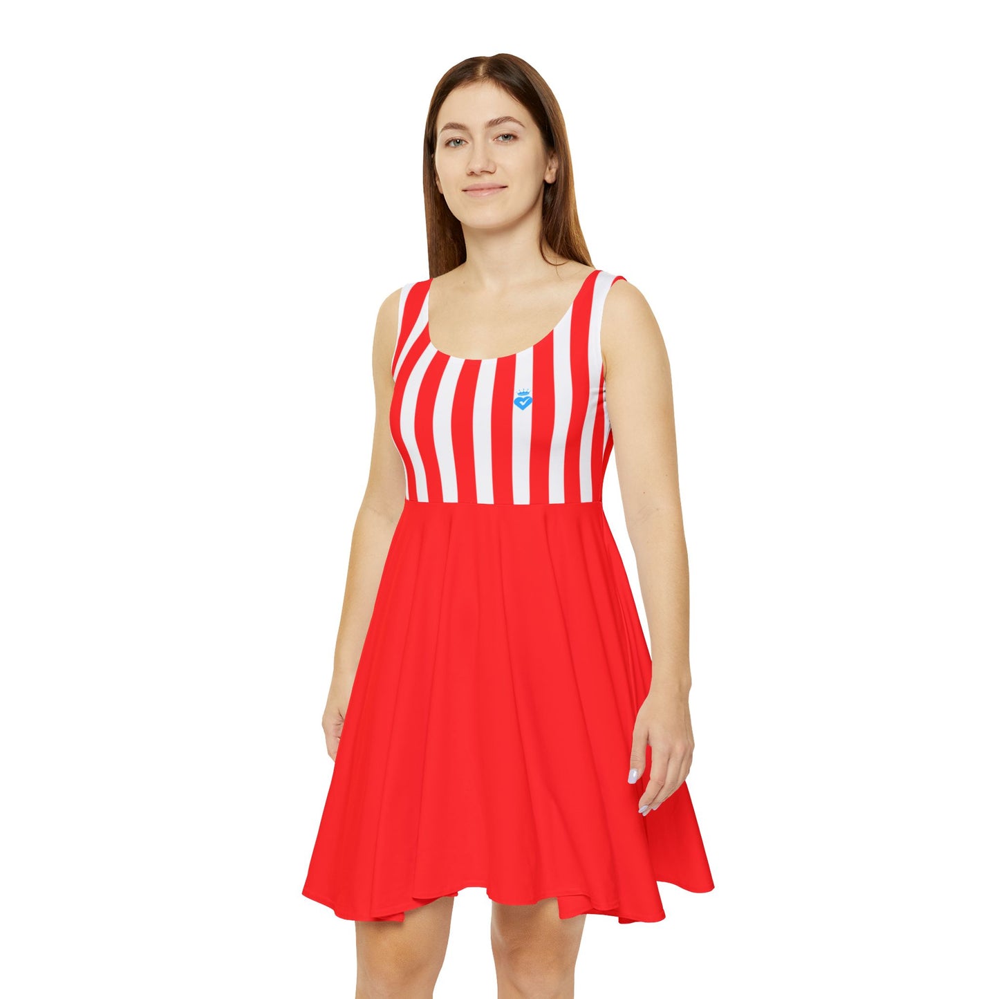 Red & White Striped Women’s Skater Dress – Family Outfit Essential, Partner Look & Summer Casual Style