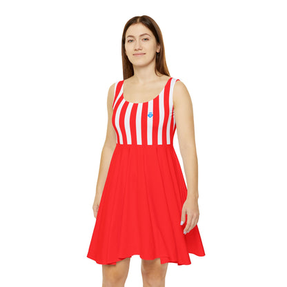 Red & White Striped Women’s Skater Dress – Family Outfit Essential, Partner Look & Summer Casual Style