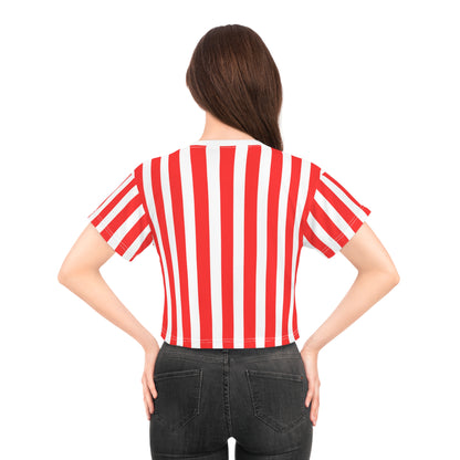 Red & White Striped Women’s Crop Tee – Casual Summer Top for Family Outfits, Partner Looks & Everyday Style