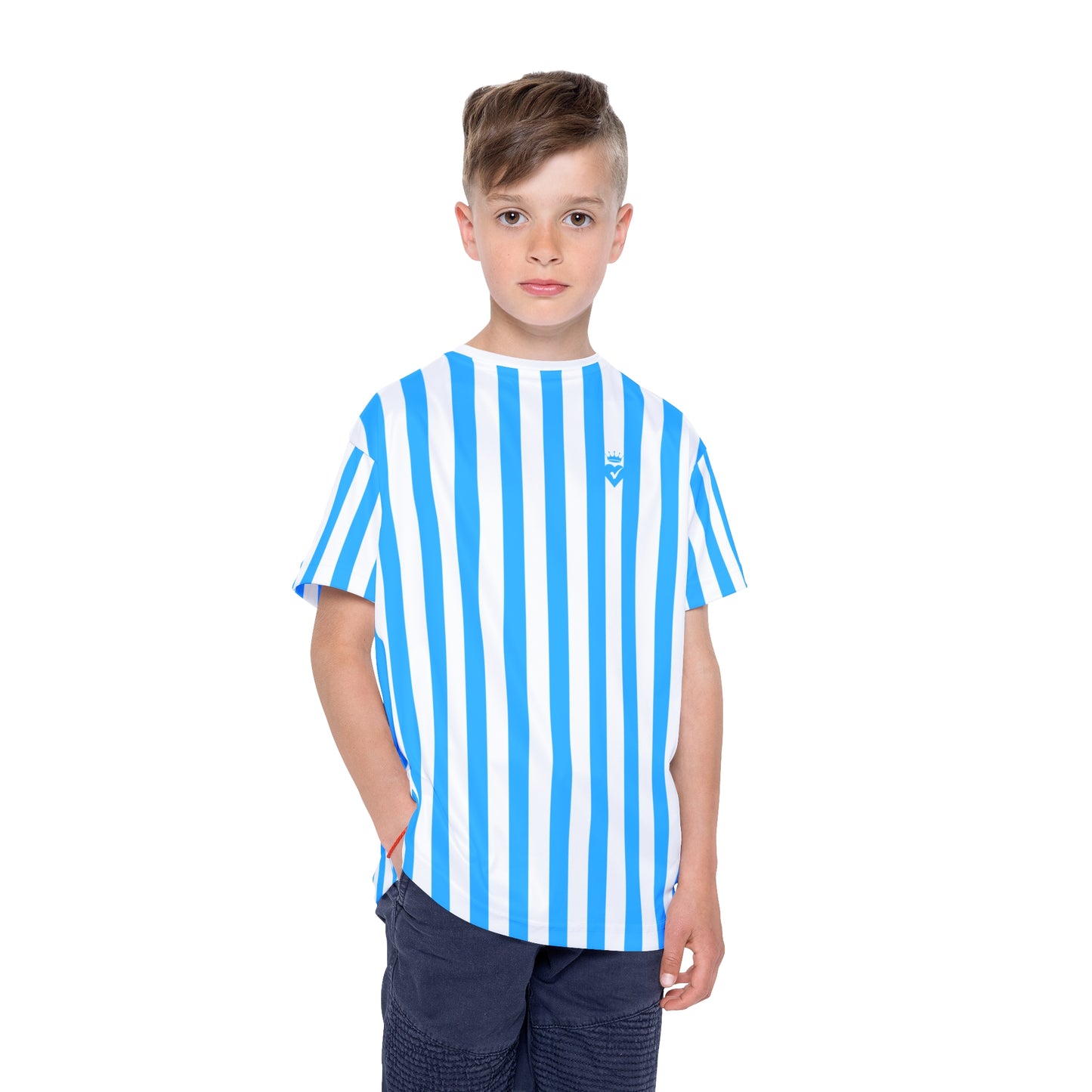 Blue & White Striped Kids T-Shirt
