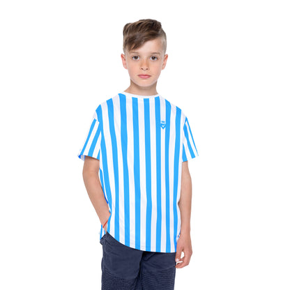 Blue & White Striped Kids T-Shirt