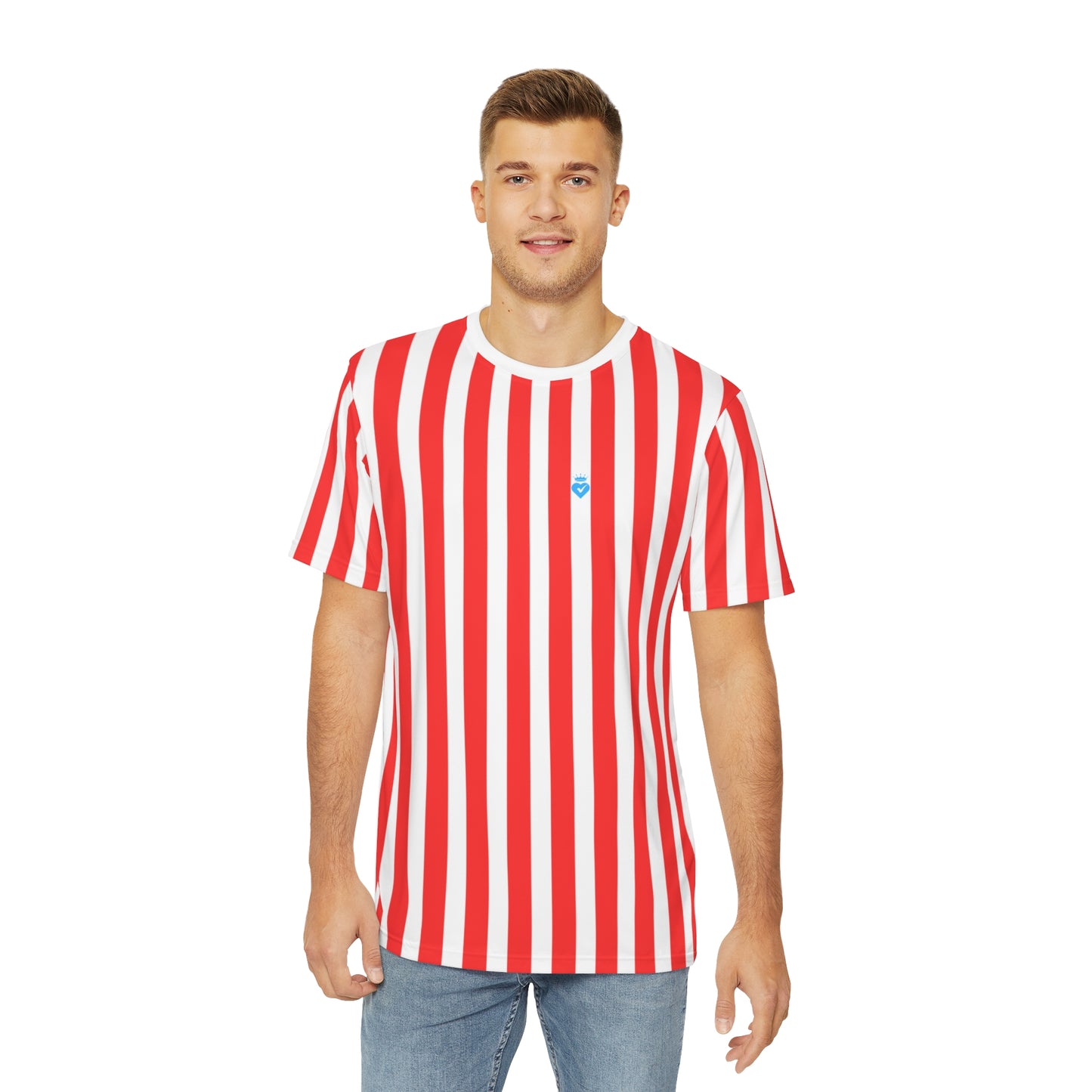 Red & White Striped Men’s Tee – Casual Everyday Shirt for Family Outfits, Partner Looks & Bold Summer Style