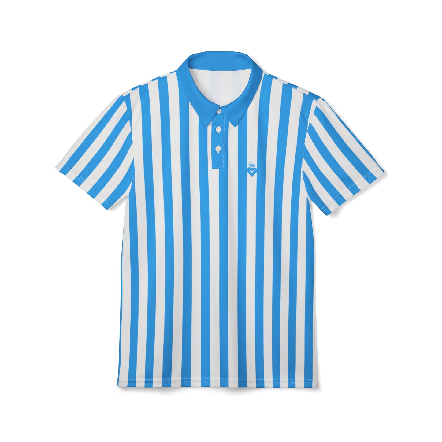 Blue & White Striped Unisex Polo Shirt – Classic Casual for Family Outfits, Partner Looks, Summer Events & Everyday Style
