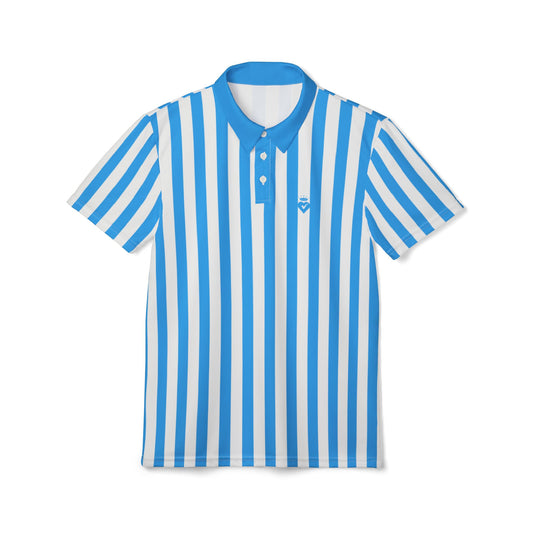 Blue & White Striped Unisex Polo Shirt – Classic Casual for Family Outfits, Partner Looks, Summer Events & Everyday Style