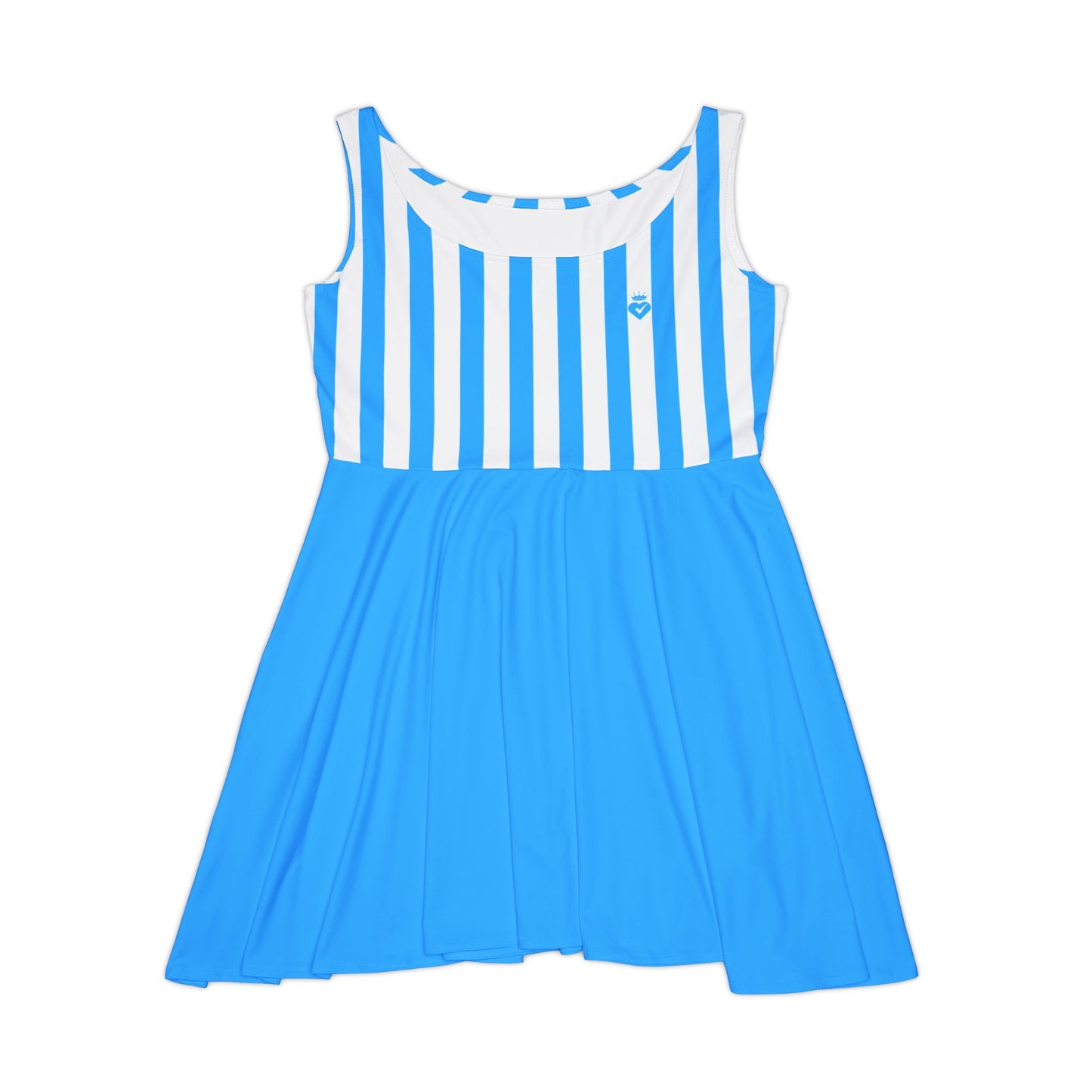 Blue & White Striped Women’s Skater Dress – Family Outfit Essential, Partner Look & Summer Casual Style