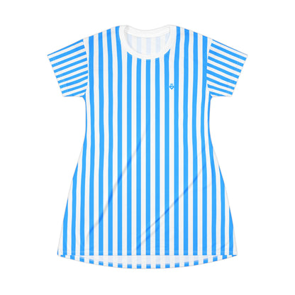 Blue & White Striped Women’s T-Shirt Dress – Casual Family Outfit, Partner Look & Fresh Summer Everyday Style