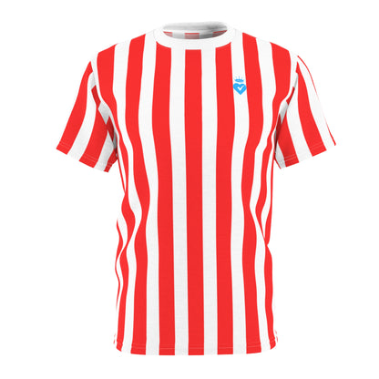 Red & White Striped Unisex T-Shirt – Matching Family & Couple Outfit for Photos, Beach Days & Everyday Style