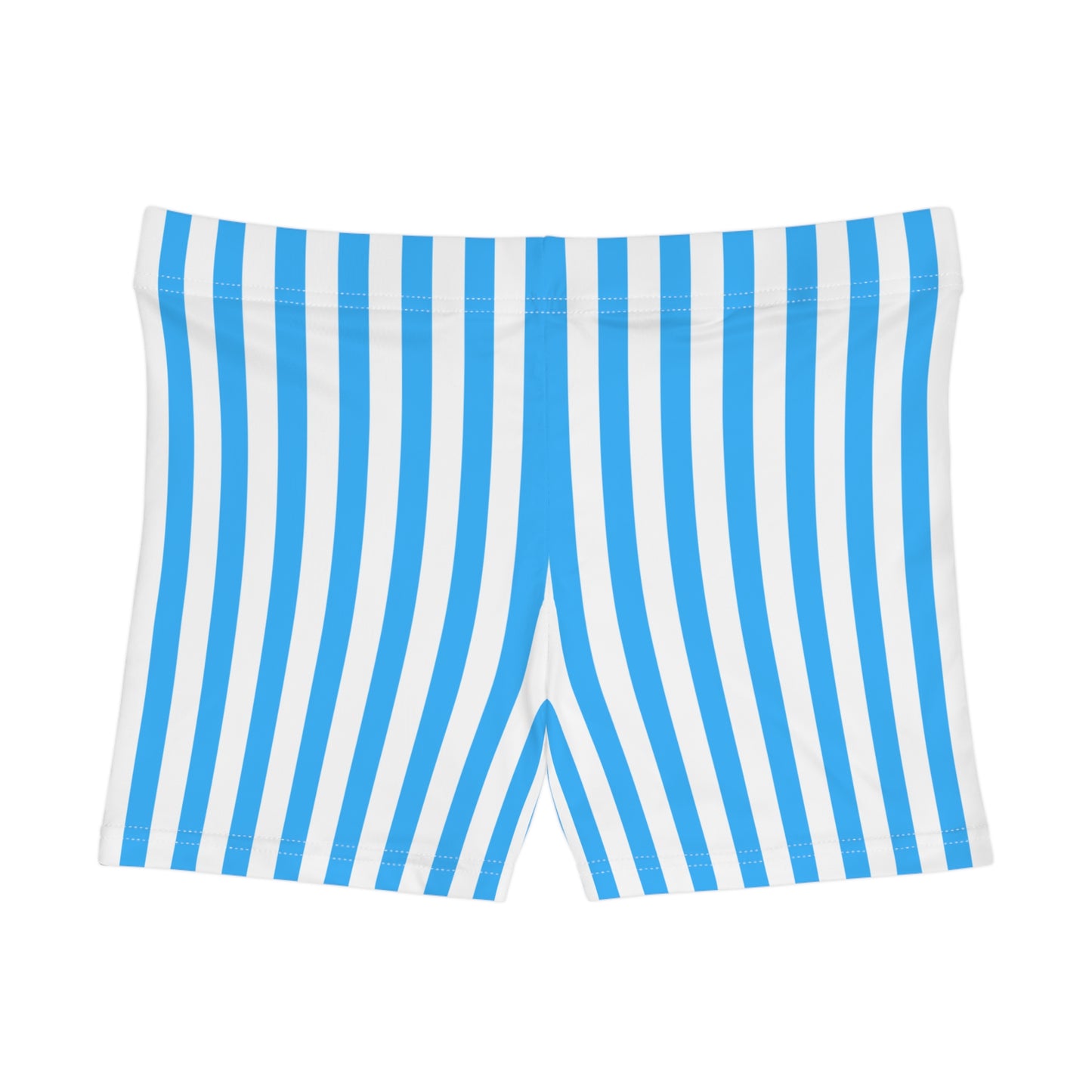 Blue White Striped Sexy Women’s Gym Shorts – Mini Activewear for Workouts & Matching Outfits