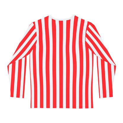 Men’s Red & White Striped Long Sleeve Shirt – Casual Style for Family Outfits, Partner Looks, Beach & Everyday Wear