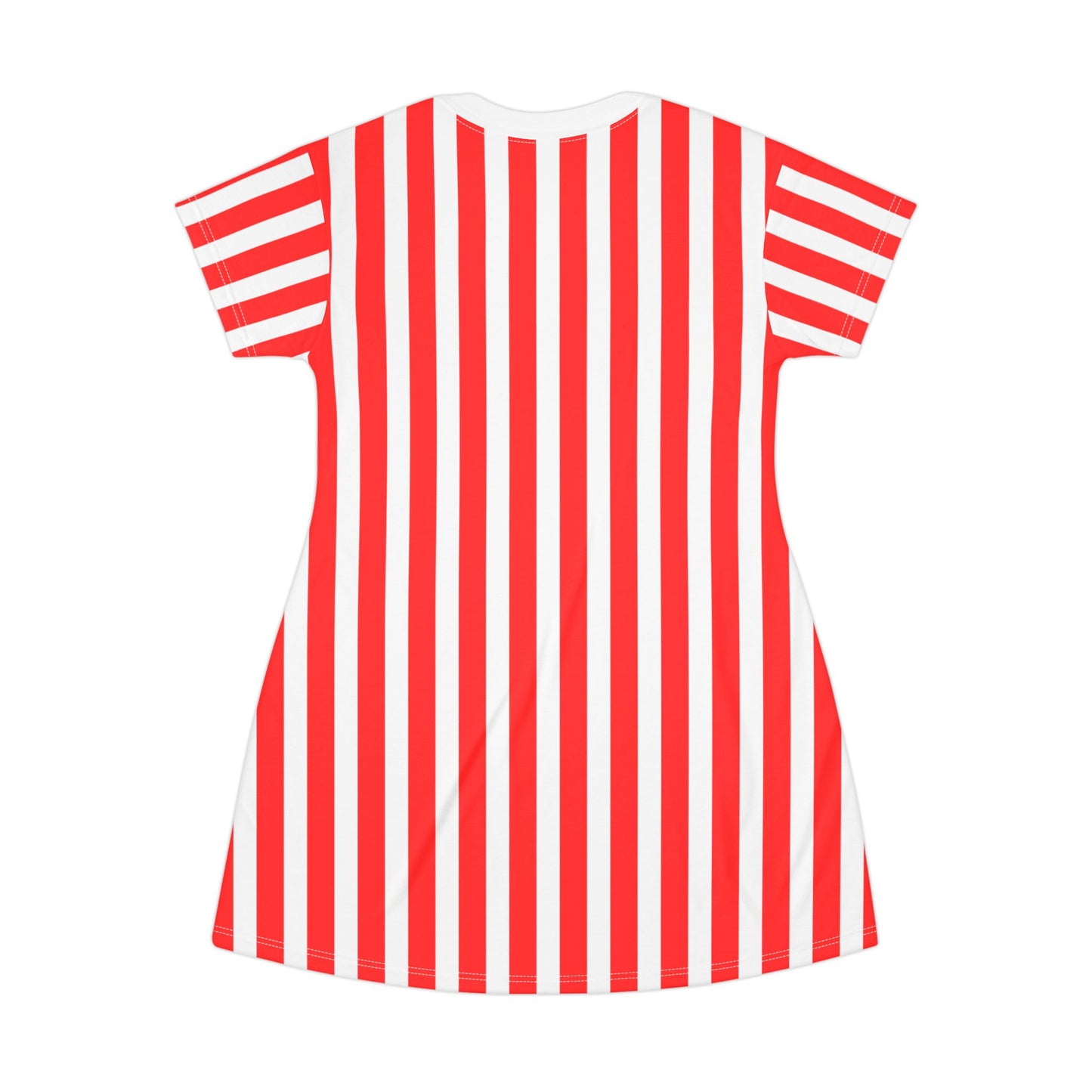 Red & White Striped Women’s T-Shirt Dress – Casual Family Outfit, Partner Look, Gift for Her, Weekend Wear & Summer Everyday Style.